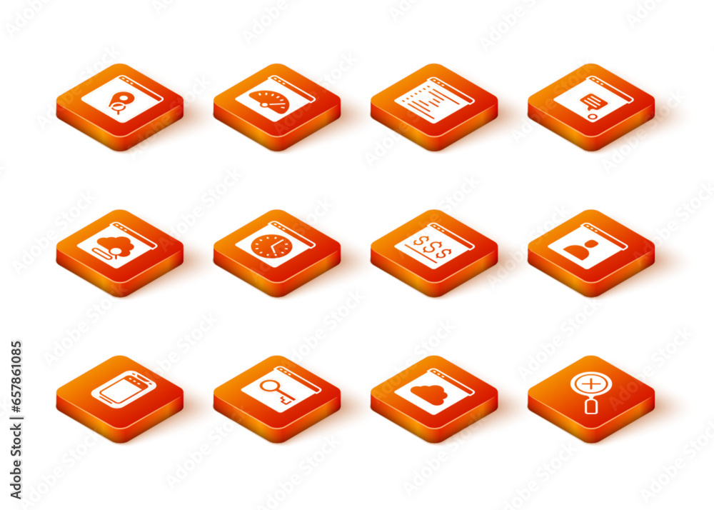 Poster set mobile phone, secure your site with https, ssl, cloud technology data transfer, browser window, 