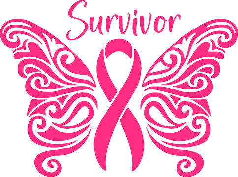 Cancer survivor butterfly SVG, Cancer survivor butterfly vector, Breast Cancer Awareness SVG, Fight Cancer SVG, Breast Cancer SVG
