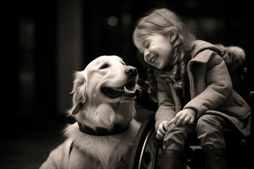 Little girl with a disability confidently navigating their daily life with the assistance of a...