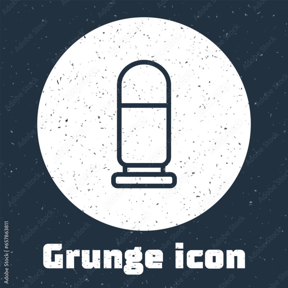 Sticker Grunge line Bullet icon isolated on grey background. Monochrome vintage drawing. Vector