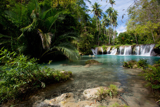 Tranquil Waterfall Scenic; Cambugahay Falls, Siquijor, Philippines