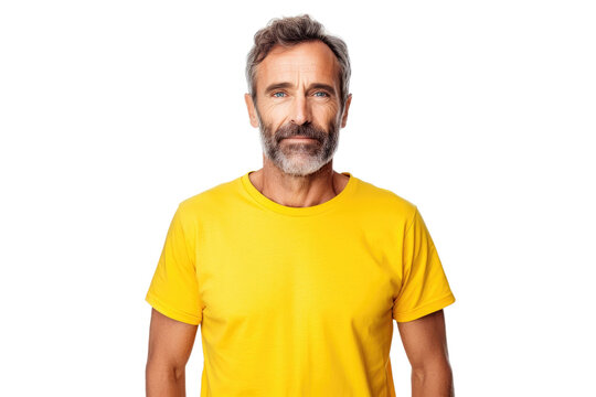 Man in Yellow t shirt on isolated Background