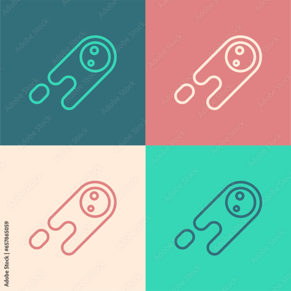 Poster pop art line comet falling down fast icon isolated on color background. vector