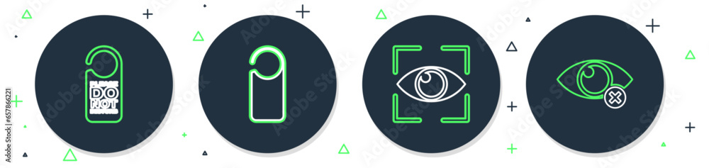 Poster set line please do not disturb, eye scan, and invisible or hide icon. vector