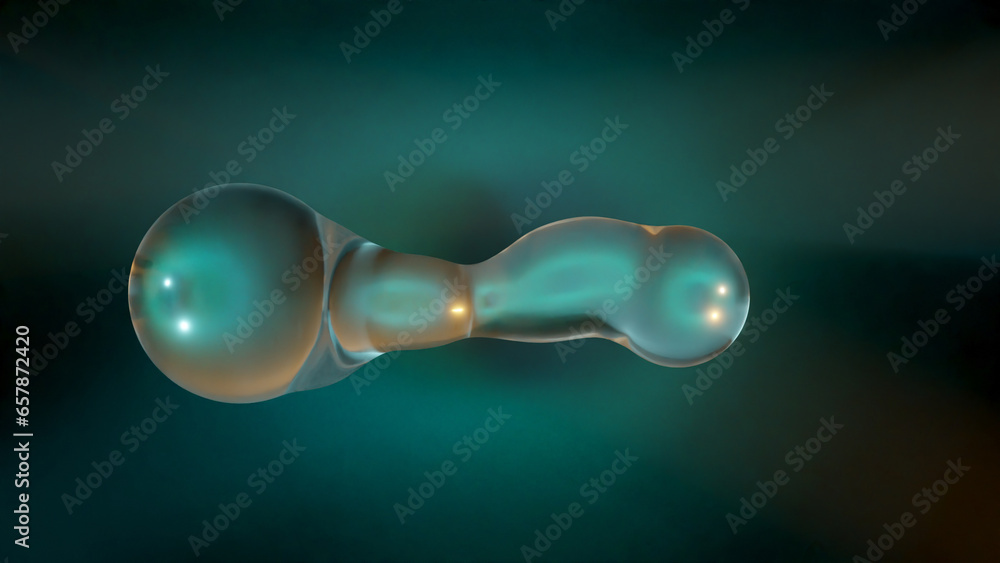 Poster 3d rendering. abstract 3d illustration of transparent liquid droplets in zero gravity. the drops mer
