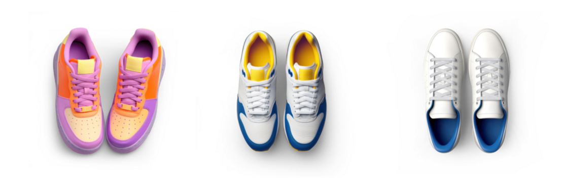 transparent background cutouts of women sneakers sport shoes fashion casual collection Set of sneakerhead boots in different styles and colors training shoes