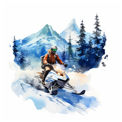Snowcross watercolor hand painted ilustration