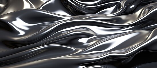 Metallic liquid with reflective shiny grey abstract texture Close up macro chrome 