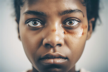 portrait of a battered young adult African woman - obrazy, fototapety, plakaty