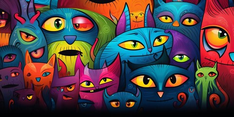 Abstract Cats and Spiky Mounds: UHD Cartoon Gang