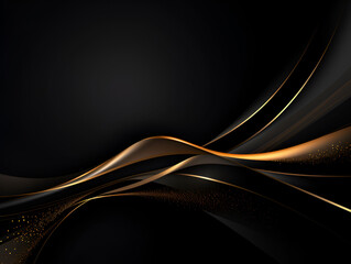 Abstract black wallpaper background with golden line elements