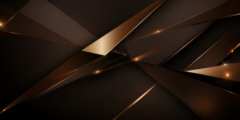 Abstract chocolate brown wallpaper background with golden line elements