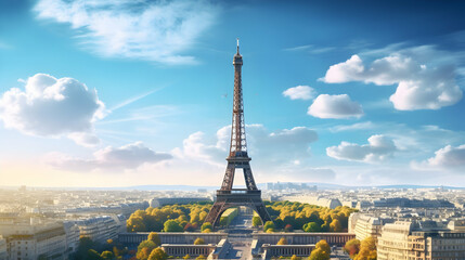 Eiffel tower city, Generated With AI - obrazy, fototapety, plakaty