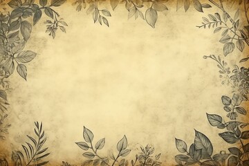 paper texture background with leaves around edges of border