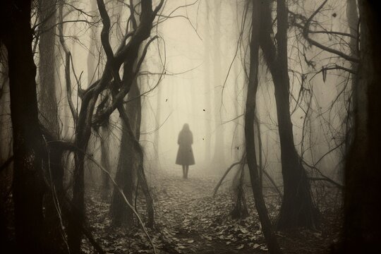 Fototapeta Spine-Tingling Early Century Horror Themed Background Wallpaper in Greys and Beige