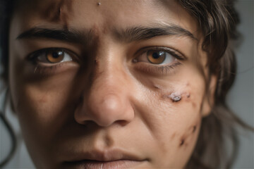 Obraz premium portrait of a battered young caucasian woman