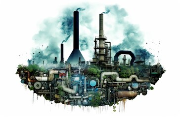 illustration of industrialization and consequent pollution