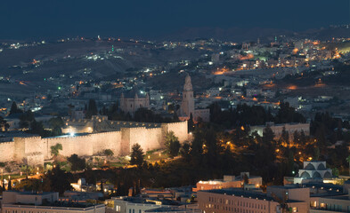 Fototapeta na wymiar Jerusalem Old City at night