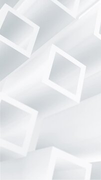 Vertical video - rotating white cubes abstract geometric pattern background.
