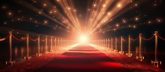 Red carpet entry with spotlights for recognition event with celebrities concert paparazzi wedding and illustration - obrazy, fototapety, plakaty