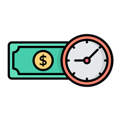 Time Value Of Money Colored Outline Icon