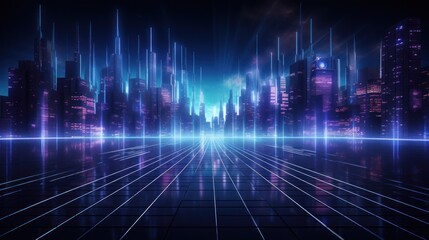 Neon infused abstract background with technology particles, capturing the essence of a futuristic, cyberpunk inspired cityscape