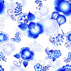 Fototapeta na wymiar Blue seamless pattern. Vector illustration