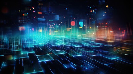 Pixel inspired abstract background with technology particles forming vibrant, interconnected patternsPixel inspired abstract background with technology particles forming vibrant, interconnected patter