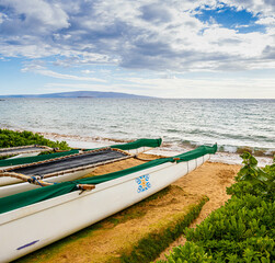 Outrigger Canoe on Wailia Beach, Wailea, Maui, Hawaii, USa