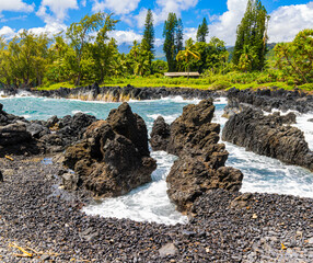 The Volcanic Shoreline at Keanae Lookout, Keanae, Maui, Hawaii, USA