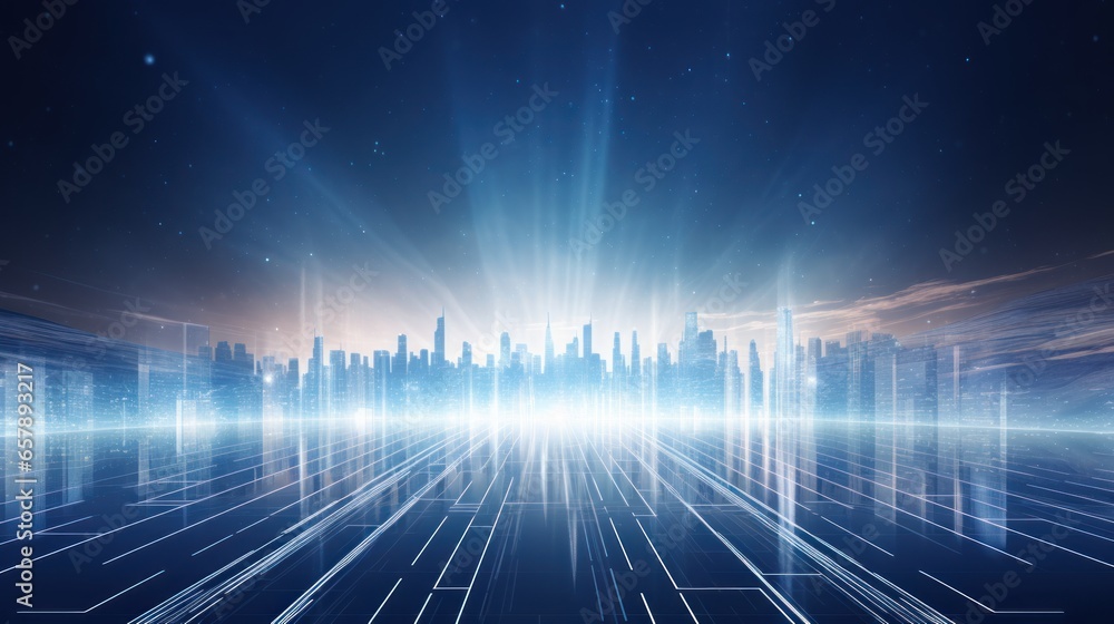 Poster abstract background that represents the limitless possibilities and horizons of it technology in the