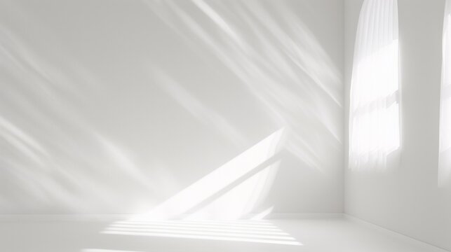 Fototapeta Abstract Landscape of Dramatic Shadows as Light Shines Through a Window on a White Background