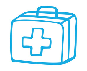 Outline first aid kit icon Isolated on white background. Medicine tools box. Medication help suitcase sign. Vector Illustration.