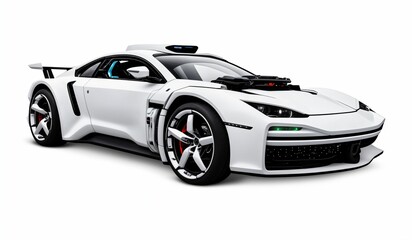 cyberpunk Futuristic sports car on a white background. a brand-less generic concept car in studio...