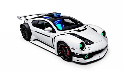 cyberpunk Futuristic sports car on a white background.