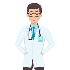Fototapeta premium Doctor with stethoscope. Medical students or nurses. Vector illustration.