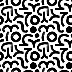 Seamless geometric pattern with arches and circles in retro style.