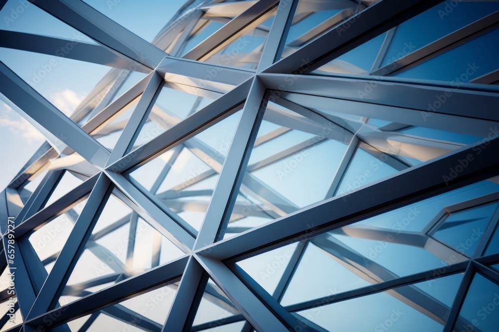 Poster abstract backdrop of modern glass and steel architecture. background with selective focus and copy s
