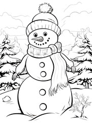 Christmas Colouring page Snowman