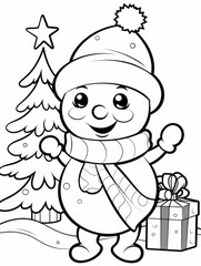 Christmas Colouring page Snowman