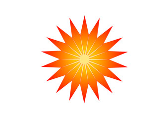 achtzehnstrahliger stern mit gelbem leuchtenden zentrum,
dekorativer weihnachtsschmuck, modernes design,