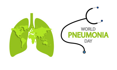 World pneumonia day greens, vector art illustration.