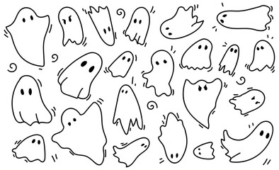 Ghost Doddle characters for a holiday Halloween. Ghost characters.