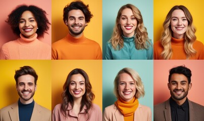 Collage Of Portraits Of Young People In Headphones Isolated Over Multicolored