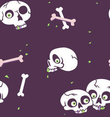 Purple and Pink Skull Seamless Pattern