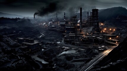 Coal mines, dramatic landscape. Generation AI - obrazy, fototapety, plakaty