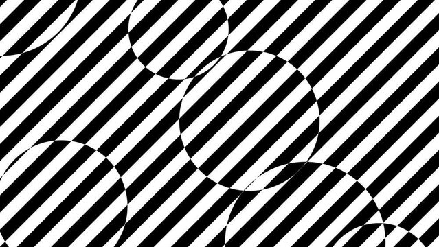 Seamless looping animation footage with and black wite circles and lines. Ehdless motion. Op Art. Black and white optical illusion. Psychedelic hypnotic trasformation. 4K