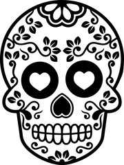 Sugar skull SVG, Sugar skull vector, Catrina Sugar Skull Svg, Halloween skull illustration, cut file for cricut