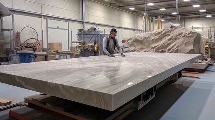 Fototapete Rund Production of artificial stone countertops. AI Generation © Terablete