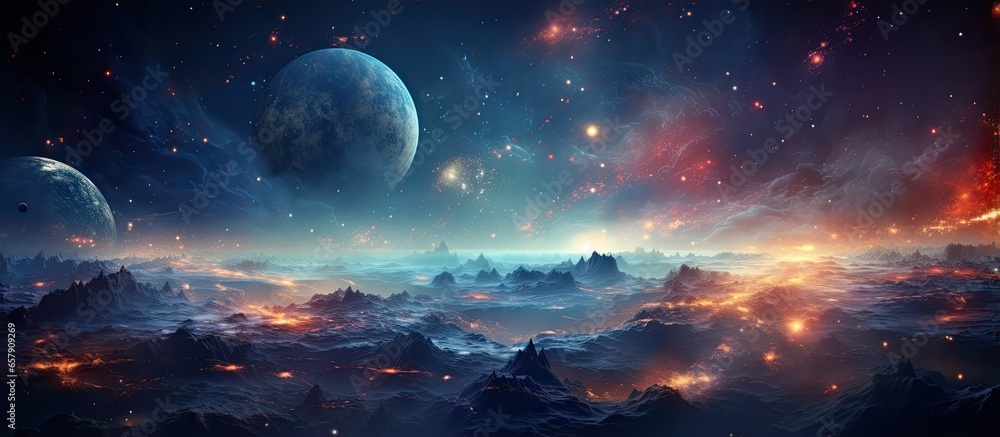 Wall mural outer space showcases the allure of exploring galaxies stars and planets